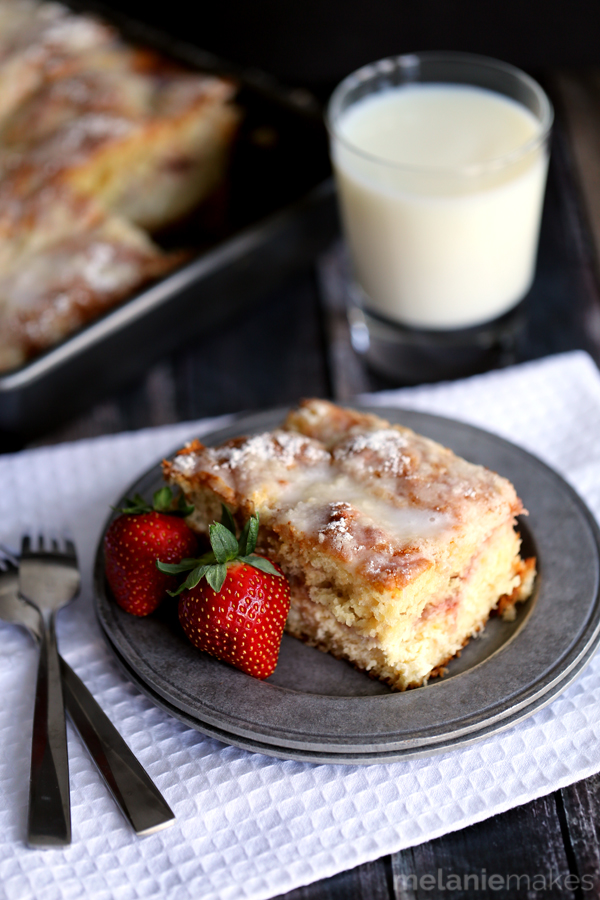 Strawberries and Cream Coffee Cake from Melanie Makes